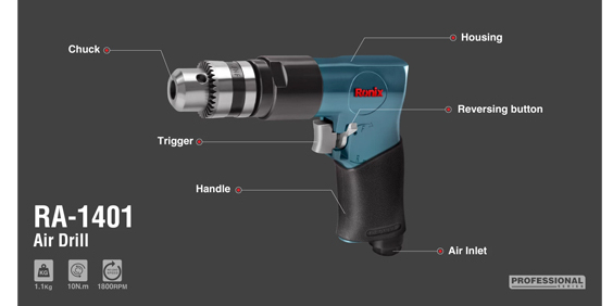 دریل بادی سه نظام آچاری رونیکس RA-1401 Ronix - شناسه : PV671