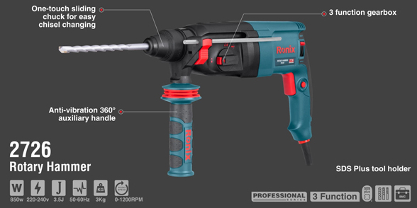 بتن کن 26 میلی متر850 وات رونیکس 2726 Ronix - شناسه : PV574