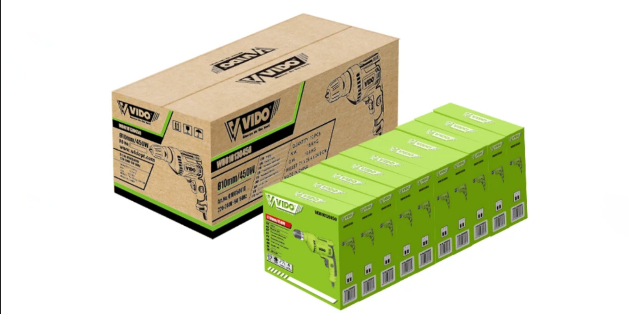 دریل برقی اتوماتیک 450 وات (10 میلی‌متری)    《VIDO》
